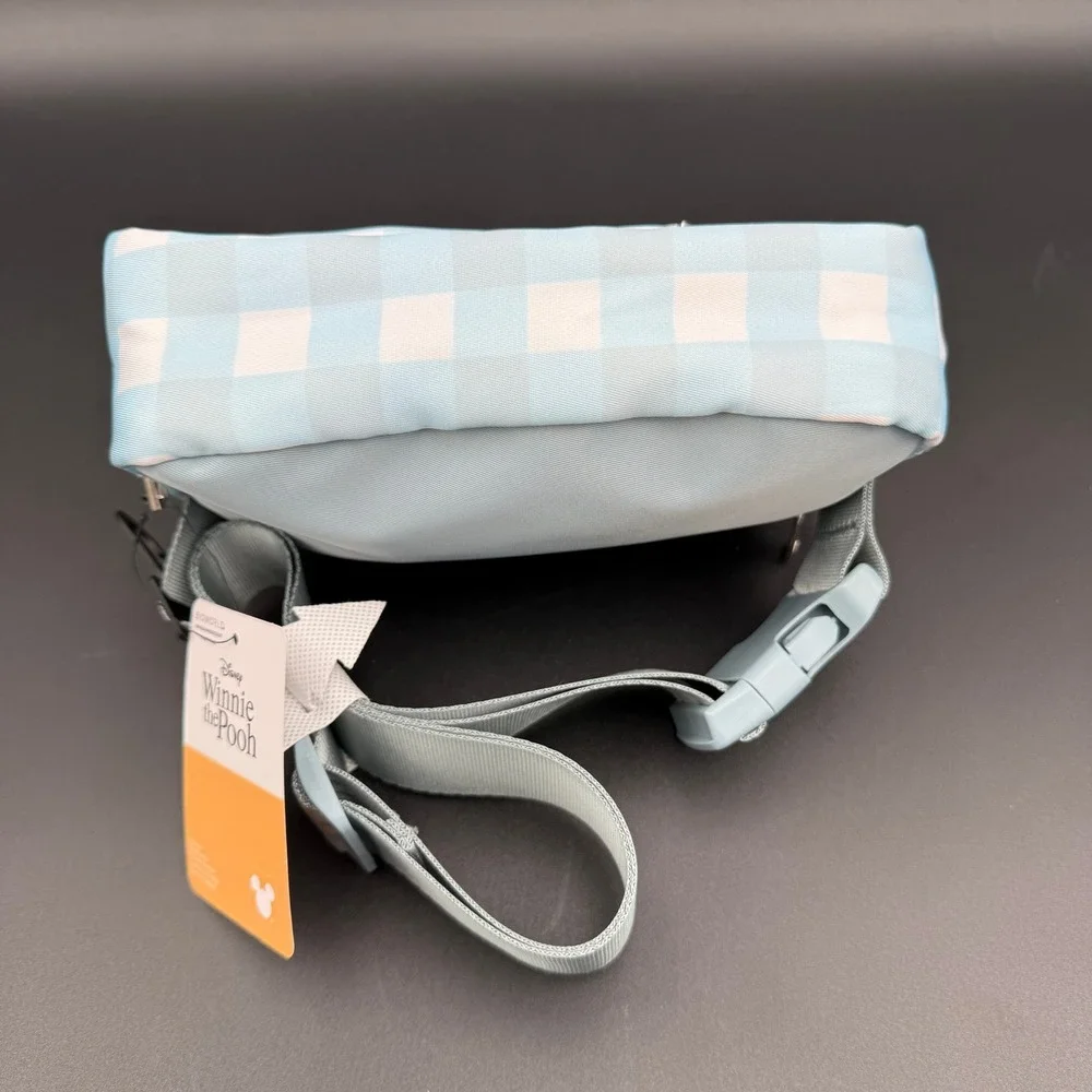 Disney Winnie Pooh Gingham Fanny Pack Blue White Bioworld Waist Bag Enamel Pin
